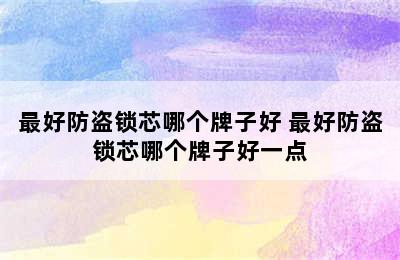 最好防盗锁芯哪个牌子好 最好防盗锁芯哪个牌子好一点